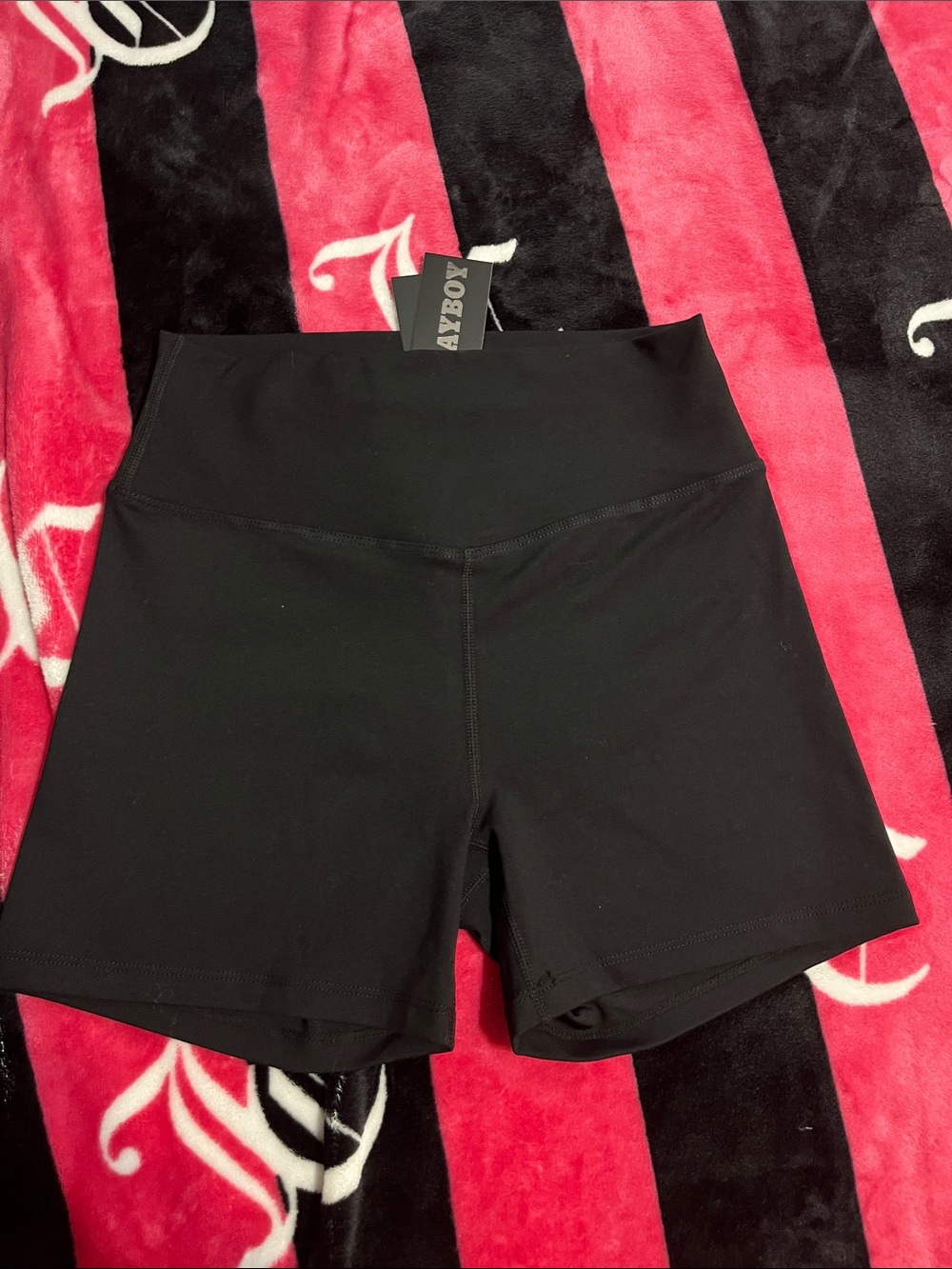 PLAYBOY Women's High-Waist Black Bike Shorts